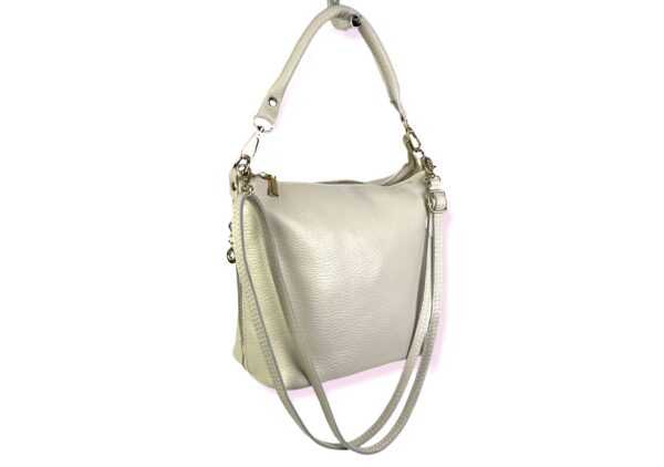 Bolso de Hombro de Mujer Piel Italiana con Cremalleras Laterales Decorativas - Imagen 3