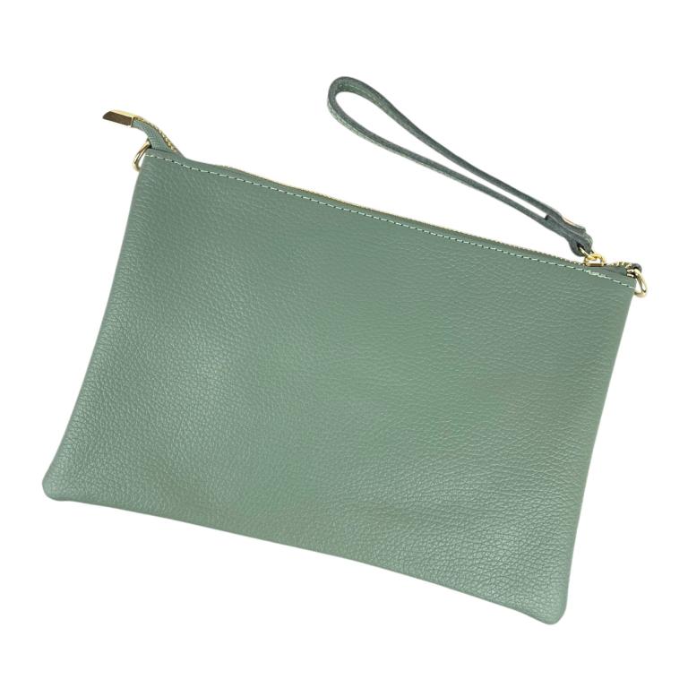 CG57774-1-Mint Bolso de Mano Piel Italiana con Enganche Dorado y Cierre de Cremallera para Mujer - Imagen 1