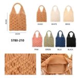 Bolso de Mano en Ratan y Ganchillo para Mujer + Neceser Extra con Cierre de Cremallera - Imagen 2