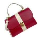 Bolso de Mano en Piel Italiana con 2 Bolsillos de Cremallera para Mujer