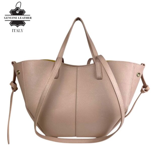 Bolso Grande de Piel Italiana con Gran Calidad, 2 Formas y Neceser Extra para Mujer - Imagen 8