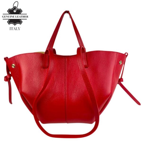Bolso Grande de Piel Italiana con Gran Calidad, 2 Formas y Neceser Extra para Mujer - Imagen 9