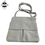 Bolso de Hombro en Piel Italiana con 3 Bolsillos Frontales bajo la Solapa de 2 Botones para Mujer - Imagen 12