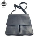 Bolso de Hombro en Piel Italiana con 3 Bolsillos Frontales bajo la Solapa de 2 Botones para Mujer - Imagen 13