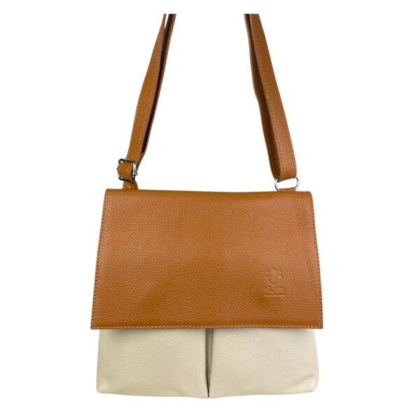 Bolso de Hombro en Piel Italiana con 3 Bolsillos Frontales bajo la Solapa de 2 Botones para Mujer - Imagen 18