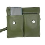 Bolso de Hombro en Piel Italiana con 3 Bolsillos Frontales bajo la Solapa de 2 Botones para Mujer - Imagen 22