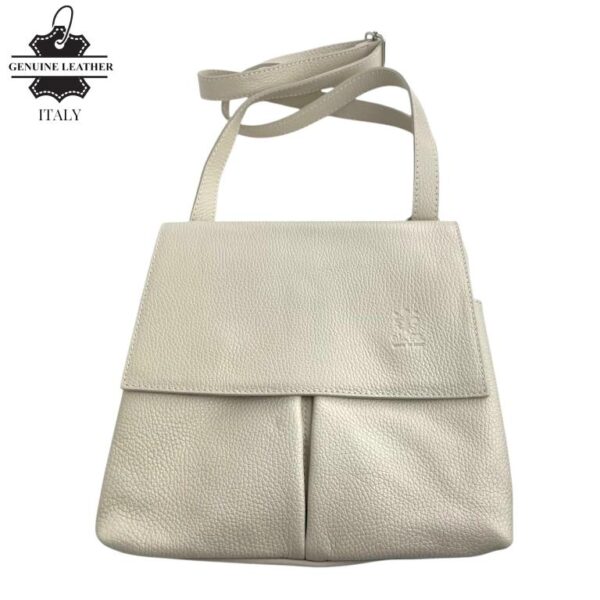 Bolso de Hombro en Piel Italiana con 3 Bolsillos Frontales bajo la Solapa de 2 Botones para Mujer - Imagen 3