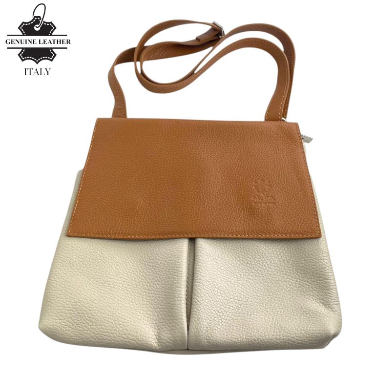 CG57999-E-B Bolso de Hombro en Piel Italiana con 3 Bolsillos Frontales bajo la Solapa de 2 Botones para Mujer - Imagen 1