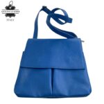 Bolso de Hombro en Piel Italiana con 3 Bolsillos Frontales bajo la Solapa de 2 Botones para Mujer - Imagen 4