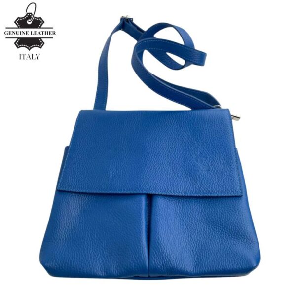 Bolso de Hombro en Piel Italiana con 3 Bolsillos Frontales bajo la Solapa de 2 Botones para Mujer - Imagen 4