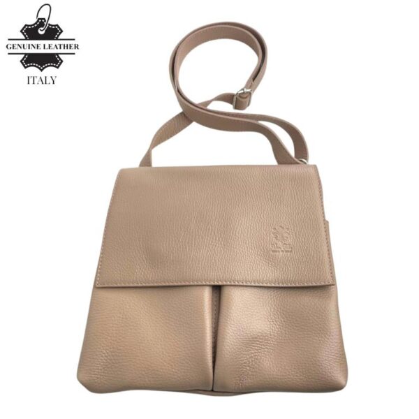 Bolso de Hombro en Piel Italiana con 3 Bolsillos Frontales bajo la Solapa de 2 Botones para Mujer - Imagen 6