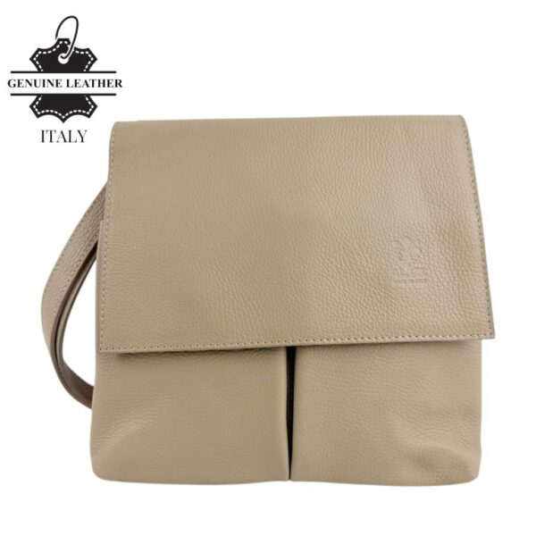 Bolso de Hombro en Piel Italiana con 3 Bolsillos Frontales bajo la Solapa de 2 Botones para Mujer - Imagen 10