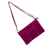 Bolso Bandolera en Piel de Serraje Italiana para Mujer con Tachuelas Decorativas Frontales y Cierre de Cremallera - Imagen 16