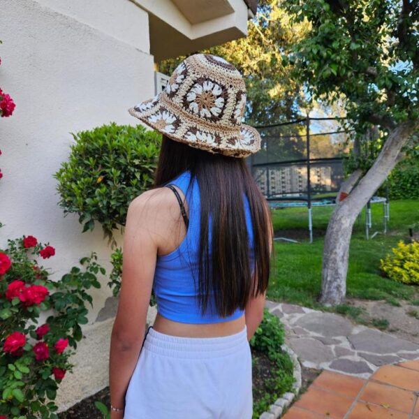 Sombrero de Papel Mujer con Diseño Flores y Talla Única para Verano - Imagen 6