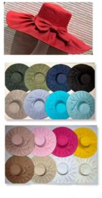 Bonito Sombrero Grande de Papel con Lazo Decorativo, Talla Única y Colores Lisos Mujer - Imagen 2