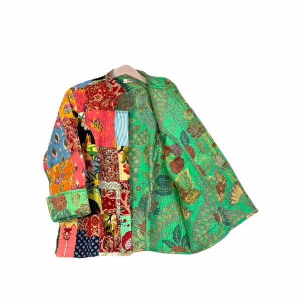 Chaqueta Reversible De Algodón Tela Pachtwork para Mujer con Estilo Exclusivo - Imagen 4
