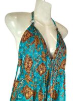 Vestido Largo Artesanal en Seda India con Espalda Descubierta, Tirantes y Precioso Diseño para Mujer - Imagen 3