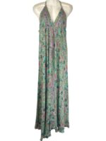 Vestido Largo Artesanal en Seda India con Espalda Descubierta, Tirantes y Precioso Diseño para Mujer - Imagen 4