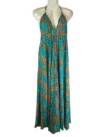 Vestido Largo Artesanal en Seda India con Espalda Descubierta, Tirantes y Precioso Diseño para Mujer