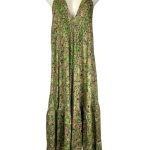 Vestido Largo Artesanal con Bonito Diseño en Seda India de Mujer con Espalda Descubierta y Talla Única