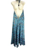 Vestido Largo Artesanal en Seda India para Mujer con Espalda Descubierta, Escote y Tirantes - Imagen 2