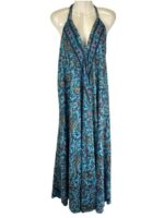 Vestido Largo Artesanal en Seda India para Mujer con Espalda Descubierta, Escote y Tirantes