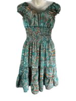 Vestido Artesanal para Mujer en Seda India con Volantes en el Escote, Talla Única y Gran Calidad - Imagen 2