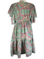 Vestido Artesanal de Seda India con Cuello en V, Alegre Diseño y Talla Única para Mujer - Imagen 2