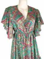 Vestido Artesanal de Seda India con Cuello en V, Alegre Diseño y Talla Única para Mujer - Imagen 3