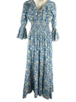 Vestido Largo Artesanal de Algodón con Cuello en V, Mangas Anchas y Talla Única para Mujer - Imagen 2