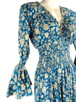 Vestido Largo Artesanal de Algodón con Cuello en V, Mangas Anchas y Talla Única para Mujer - Imagen 3