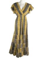 Vestido Largo Estilo Boho de Algodón con Cuello en V y Talla Única para Mujer