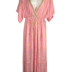 Vestido Largo Artesanal con Precioso Diseño, Gran Calidad y Cuello en V para Mujer