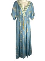 Vestido Largo Artesanal Estilo Boho para Mujer con Mangas, Cuello en V y Gran Calidad