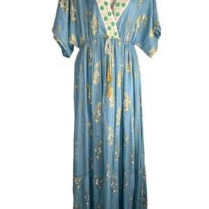 Vestido Largo Artesanal Estilo Boho para Mujer con Mangas, Cuello en V y Gran Calidad