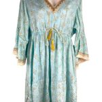 Vestido Artesanal Estilo Boho Chic con Manga Larga, Gran Calidad y Cordones Frontales para Mujer