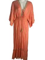 Vestido Largo Artesanal para Mujer con Preciosos Acabados, Manga Larga y Gran Calidad