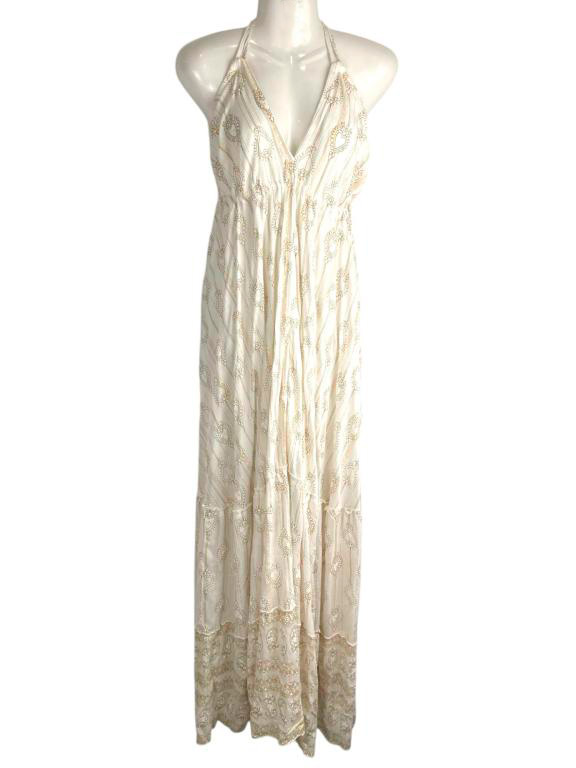 Vestido Largo y Ligero Artesanal Sin Mangas para Mujer con Espalda Descubierta y Talla Única