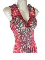 Vestido Largo Artesanal en Seda India con Escote con Volantes y Talla Única para Mujer - Imagen 3