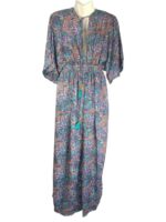 Vestido Largo Artesanal de Seda India para Mujer con Mangas, Escote y Gran Calidad - Imagen 2