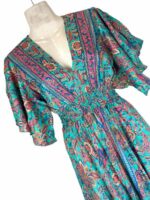 Vestido Largo Artesanal Multicolor de Seda India con Mangas y Gran Calidad para Mujer - Imagen 3