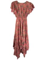 Vestido Largo de Mujer Artesanal en Seda con Mangas de Volantes y Talla Única - Imagen 2