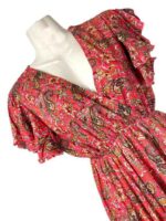 Vestido Largo de Mujer Artesanal en Seda con Mangas de Volantes y Talla Única - Imagen 3