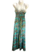 Vestido Multicolor Largo Artesanal para Mujer en Seda India con Cuello en V y Espalda Descubierta - Imagen 2