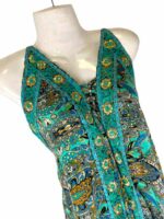 Vestido Multicolor Largo Artesanal para Mujer en Seda India con Cuello en V y Espalda Descubierta - Imagen 3