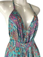 Vestido Largo Artesanal en Seda con Espalda Descubierta, Escote y Tirantes para Mujer - Imagen 3