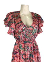 Cómodo y Ligero Vestido Artesanal en Seda India con Volantes, Escote y Talla Única para Mujer - Imagen 3