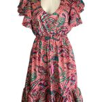 Cómodo y Ligero Vestido Artesanal en Seda India con Volantes, Escote y Talla Única para Mujer