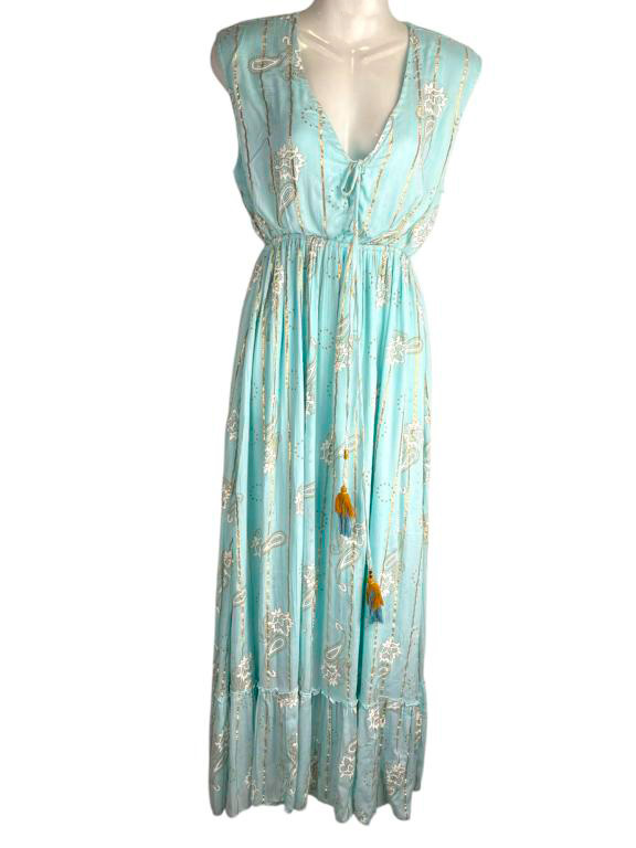 CGSN975-Front Vestido Largo Artesanal con Cordones Frontales, Escote y Talla Única para Mujer - Imagen 1