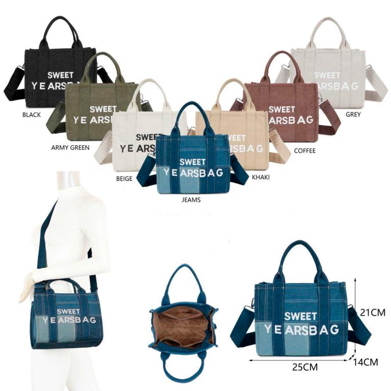 Bolso Tote de Algodón para Mujer con Cierre de Cremallera y Diseño "Sweet Years Bag"